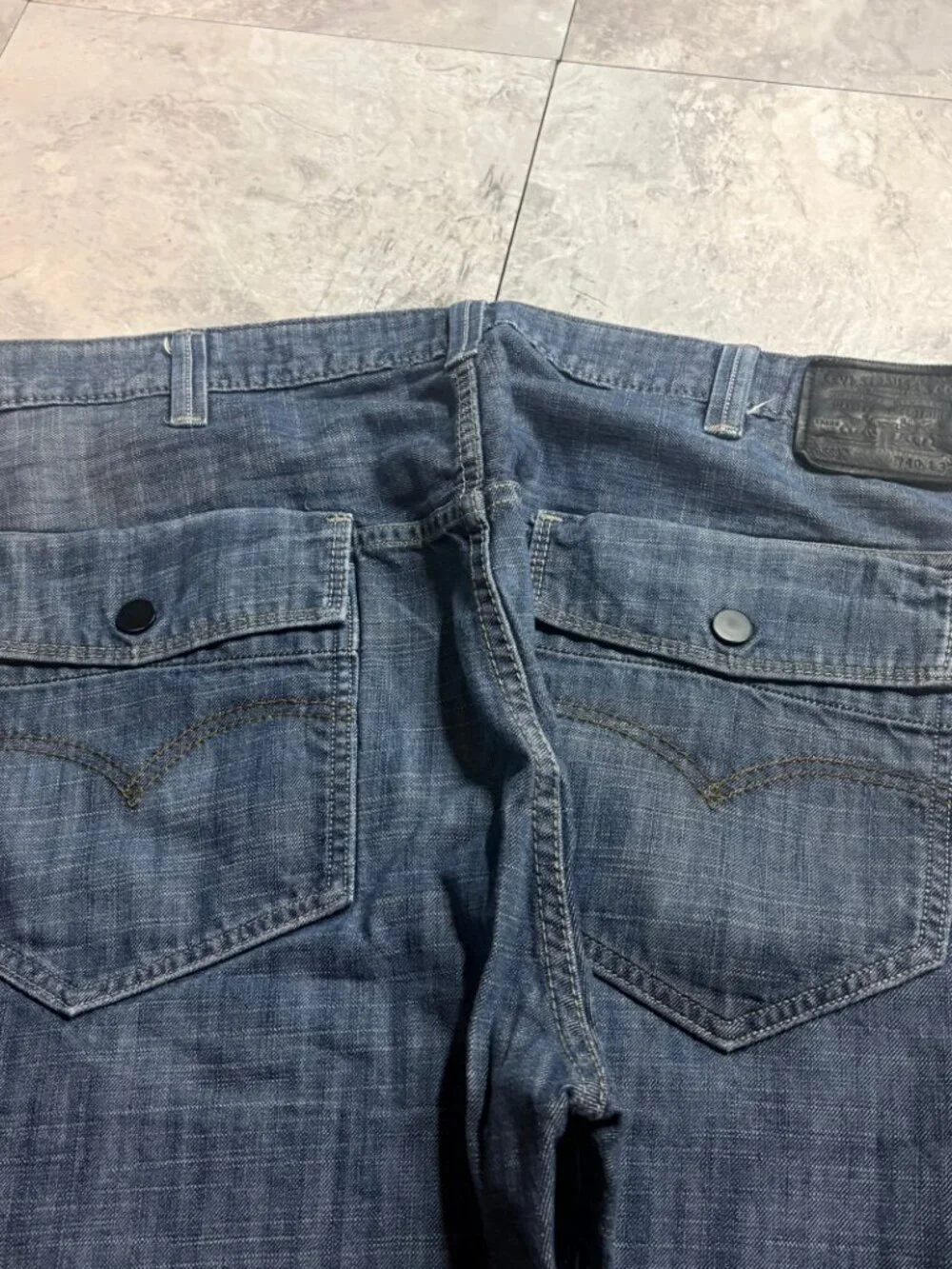 Levi's 569 Loose Straight Jeans 40x32 Light Blue Flap Pocket Y2K